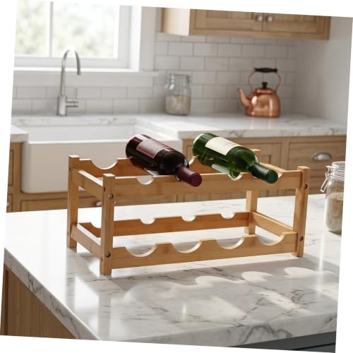 Estante para botellas de vino de madera color caqui miniatura 6