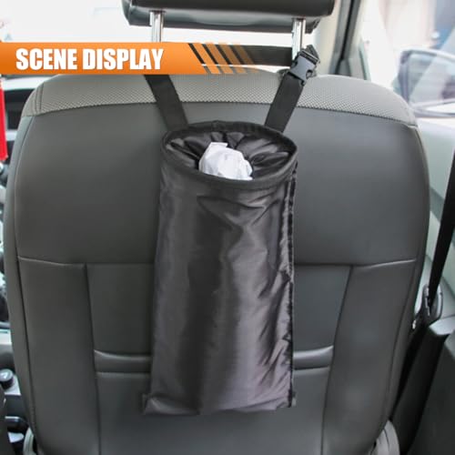 Image of 3PCS Universal Hanging Car Garbage Bag for Back Seat - Detachable Garbage Can Car Trash Bag with Elastic Opening - Washable Storage Bags Auto Trash Can for Outdoor Traveling & Home Use