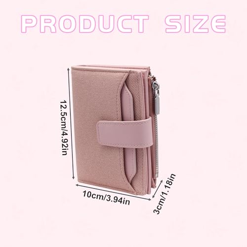 Small Wallet for Women, Bifold Credit Card Wallet Compact Leather Wallet with Multi Slots and Zipper Coin Pocket (Pink)2
