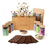 Pure Xocolate – Schokolade selber machen – Kreativset für 4 Kinder – inkl. 400g Schokolade, 6 bunte Toppings & Silikonform – Kindergeburtstag drinnen – DIY Set (Volle Größe, Mini-Tafel-Silikonform)