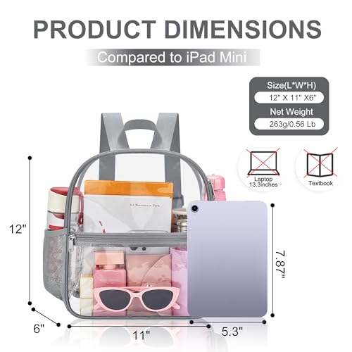 Image of Oraben Clear Backpack for Stadium Events Clear Bag Small Stadium Backpack Waterproof 12x6x12 for Women Men Adult Concert Sports