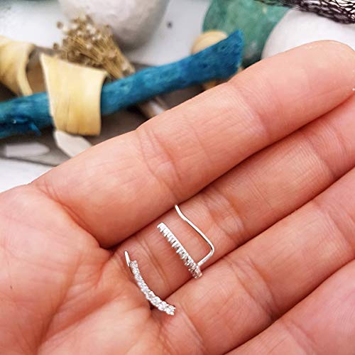 Dazzlingrock Collection 0.25 Carat (Ctw) Round White Diamond Ladies Crawler Climber Earrings 1/4 Ct, 10K White Gold #TOP3