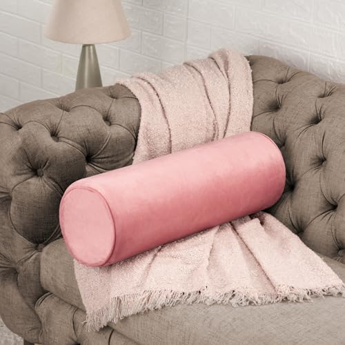 Image of Wakefit Firm Bolster Pillow | Pack of 1 | 23x8 Inch | Firm Foam & Removable Velvet Fabric | Machine Washable Cover | for Bed, Sofa & Diwan | Pink