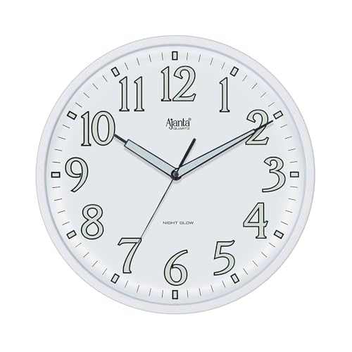 Image of Ajanta 12 Inches Silent Sweep Radium Wall Clock - Night Glow wall Clock Radium Dial - 30 cm x 30 cm (Black) (Black)