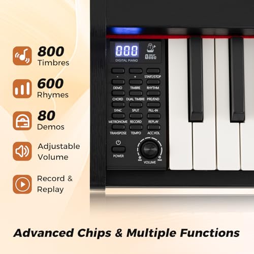 COSTWAY 88-Key Semi-Weighted Digital Piano with Stand & Pedals - Image 2