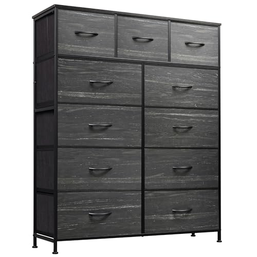 Image of WLIVE Tall Dresser for Bedroom, Fabric Dresser Storage Tower, Dresser & Chest of Drawers Organizer Unit with 11 Drawers, Storage Cabinet, Hallway, Closets, Steel Frame, Wood Top