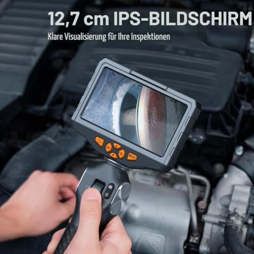 Teslong Endoskopkamera mit Licht, 6.5mm Drehbar Endoskopkamera, Endoskop 5.0 Zoll LCD-Bildschirm...