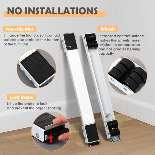Image of DiCUNO Heavy Furniture Lifter and Mover Tool Set with Wheels, Furniture Shifting Roller Sliders for Bed Sofa Fridge Washing Machine, Heavy Duty Appliance Moving Tool for Home