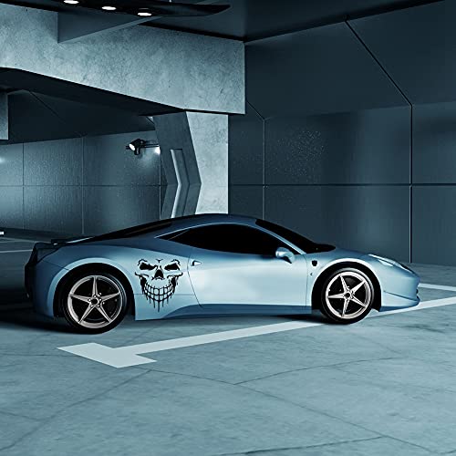 Jscarlife Skull Car Decals, Practical Car Hood Sticker, Self-Adhesive Vinyl Graphics Decals For Car/Truck, Universal Car Hood Body Side Rear Window Stickers (Black/21.7"X19.7") #TOP6