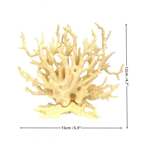 Image of Yellow Aquarium Coral Fish Tank Decorations Aquarium Landscape | Realistic coral aquarium decoration, 5.9 inch x 4.7 inch , suitable for fish, works for freshwater /saltwater tanks, easy to clean