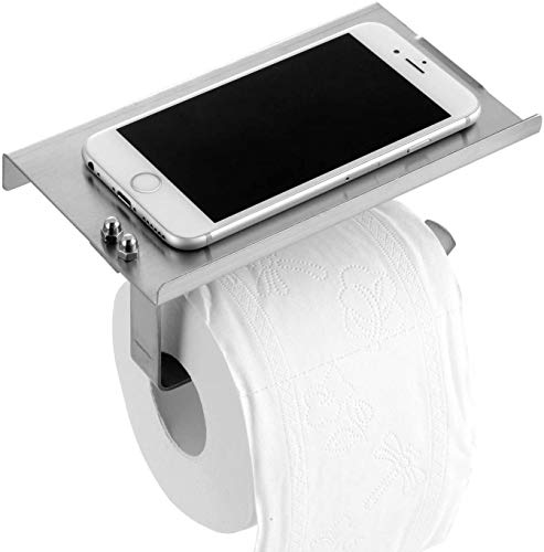 Toilet Paper Holder, SUS304 Stainless Steel Toilet Paper Holder with Phone Shelf