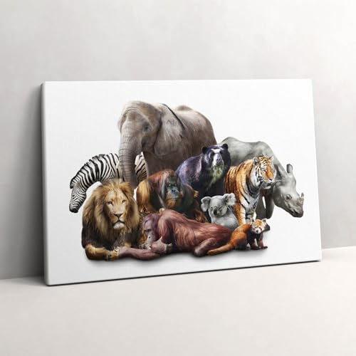 Toile animaux sauvages 60x40cm Wallfluent, tableau photo sans reflets pour déco murale zen