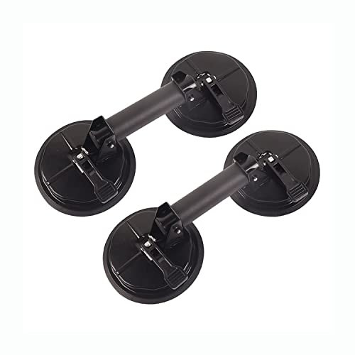 Dawot Glass Suction Cup, 2 Pack 4.6in Adjustable Vacuum Suction Cups Industrial Tile Suction Cup to Lift Large Glass for Tile Granite Lifting, Window Replacement, 220lbs Load Capacity（Black）