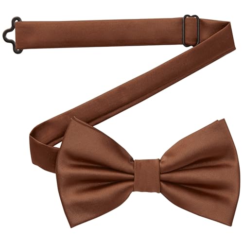 DonDon Fliege Herren handgefertigt Seiden-Look 12 x 6 cm Fliege Braun