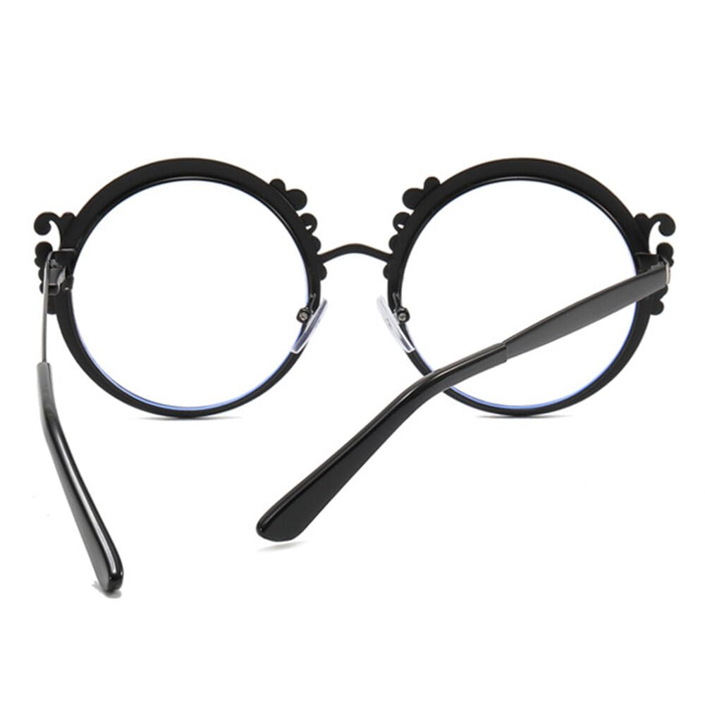 Retro Lesebrille Damen, Klassische Round Lesebrillen, Blaulichtfilter Reading Glasses Anti-Blaulicht Lesehilfe Stylische Metallbrille für Damen
