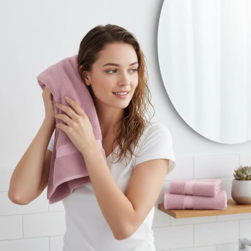 Image of Sulfar 100% Combed Cotton, Quick Drying Highly Absorbent, Luxury Hand Towel Set (Pack of 4, 40 X 70 cm) Soft Berry