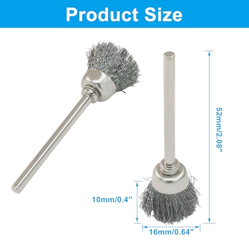 Image of 20 Pcs Cup Shape Wire Wheel Brushes, Stainless Steel Brush Wheel with 1 /8 Inch Shank Fit for Rotary Tools Accessories
