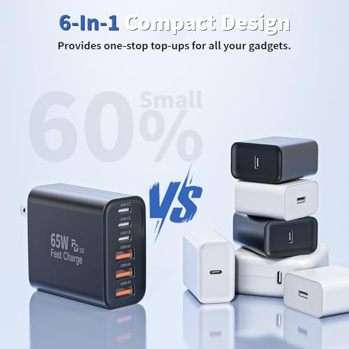 Image of 3 Pack 65W Apple USB C Charger Fast Charging,PD Power Adapter+ QC Wall Plug
