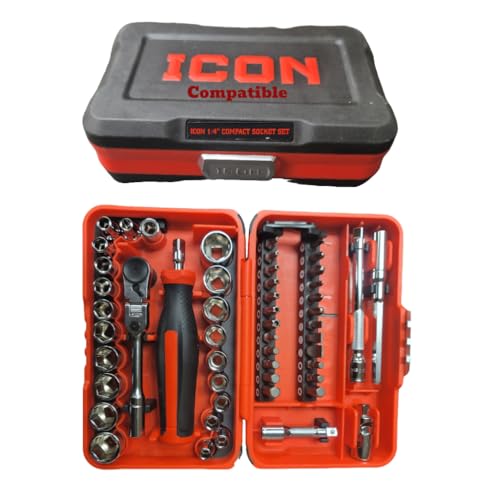 Compact Socket and Bit Set 52 Piece Professional Grade - Compatible with ICON