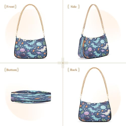 Shoulder Bag for Women Cute Dinosaur Pattern Tote Handbag Crossbody Bag with Zipper Closure2