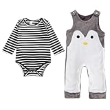 JiAmy Baby Kleidung Junge Mädchen, Baby Bekleidung Strampler Neugeborene Overall Bekleidungssets Grauweiß 3-6 Monate