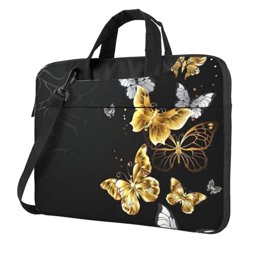 Sacoche ordinateur portable design papillons dorés finition haut de gamme