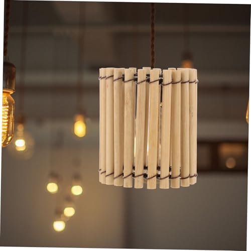 Image of jojofuny 2pcs Woven Pendant Lamp Shade Vintage Drum Decorative Light Cover Wear-resistant Height for Home Decor and Atmosphere Enhancement