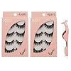 JZK 8 Paar 1.6 cm lange dikke donzige 3D valse wimpers set, herbruikbare nepwimpers met wimperapplicatorpincet, G106