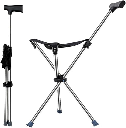 ステッキチェア 椅子つき杖 折り畳み杖 耐荷重115kg 伸縮 軽量 折りたたみイス ステッキ キャンプ 椅子 コンパクトチェア アウトドア 携帯便利 旅行 遠足 休憩 歩行支援 釣り アウトドア 介護 滑り止め軽量折りたたみ式ハイキングステッキシート付き観戦 釣り 福祉用具 介護用品 敬老の日 移動補助 高齢者用杖