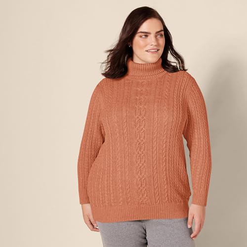 Image of Amazon Essentials Women's Long Sleeve Fisherman Cable Knit Turtleneck Sweater (Available in Plus Size)