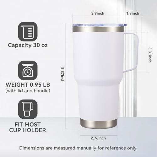 Image of 30 oz Stainless Steel Tumblers Bulk with Handle and Lid, 4 Pack