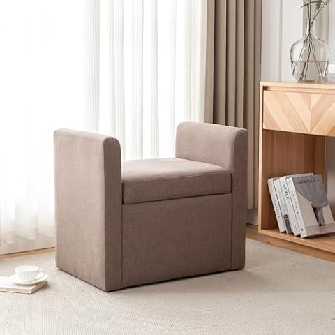 Wovenbyrd Drake 26" Storage Ottoman, Latte Brown Performance Fabric Cover
