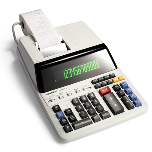 Sharp EL-1197PIII Heavy Duty Color Printing Calculator with Clock and Calendar