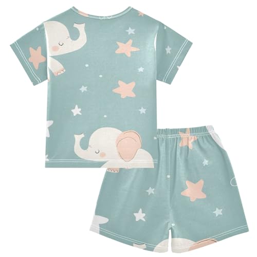 Summer Pajama Set Elephant Star Balloons, Short Sleeve Sleepwear Nightwear2