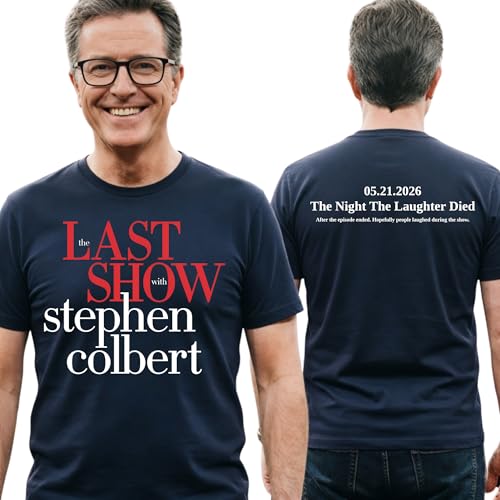 The Night the Laughter Died T-Shirt The Last Show Stephen Colbert 2026 Shirt The Late Show Tee (US Alpha Medium Regular Regular Navy)