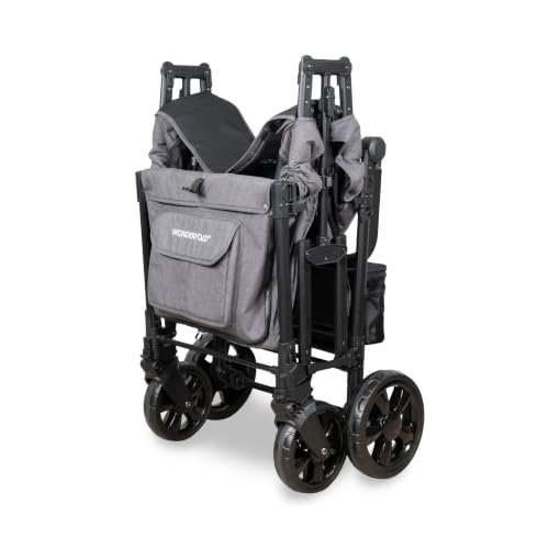 Image of WonderFold W4 Elite Pro Stroller Wagon, Aluminum Frame, 4 Seater, Gray