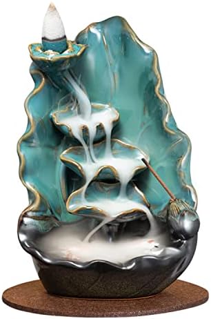 Vsnbom Ceramic Beautiful Waterfall Room Decor Backflow Incense Burner, Great Gift Choice