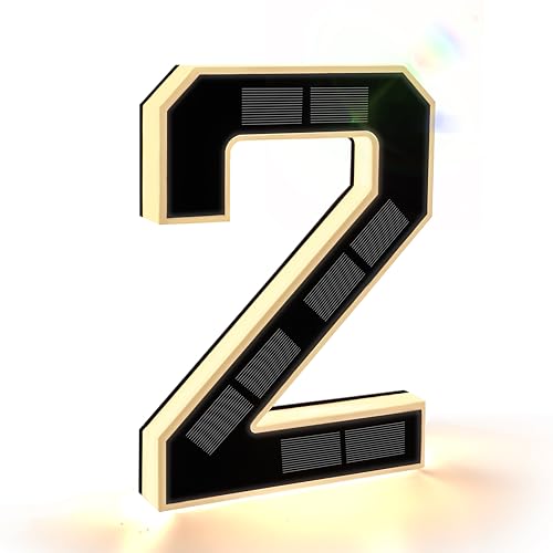 ISUNMEA 9 Inch Solar Lighted House Numbers for Outside, Light Up Waterproof LED Address Numbers Signs for Houses, Large Personalized Illuminated Exterior Modern House Numbers Light (2-Black, 9IN)