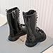 Black Knee Length Boots for Girls:Fashion Lace Up Side Zipper Combat Booties High Tall Bow Winter Shoes Hiking Party Dress（Size2,Black