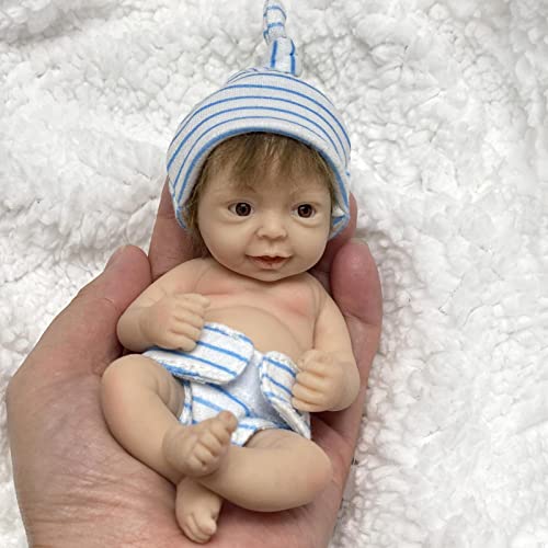 5 Pcs Neugeborene Puppe - 6 Zoll Soft Silikon Neugeborenes für den ganzen Körper | Miniatur Silikon Babypuppe mit offenen Augen, Geschenk Spielzeug für Kinder im Alter 3+ – Bild 3