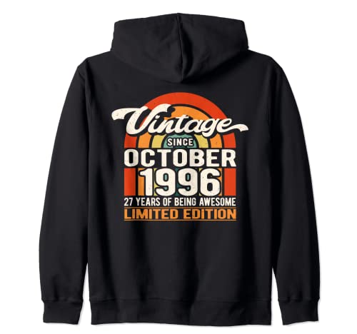 27 Years of Being Awesome Vintage Octubre 1996 Cumpleaños 27 Sudadera con Capucha