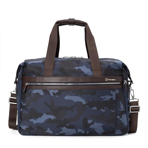 Image of Travelpro Platinum Elite Carry on Soft Travel Duffel Bag, Weekender, Gym Bag, Men and Women, Navy Camouflage, 19 Inch