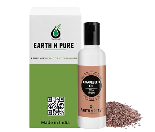 Image of Earth N Pure Grapeseed Oil Cold Pressed, Natural and Therapeutic Grade 200 ml