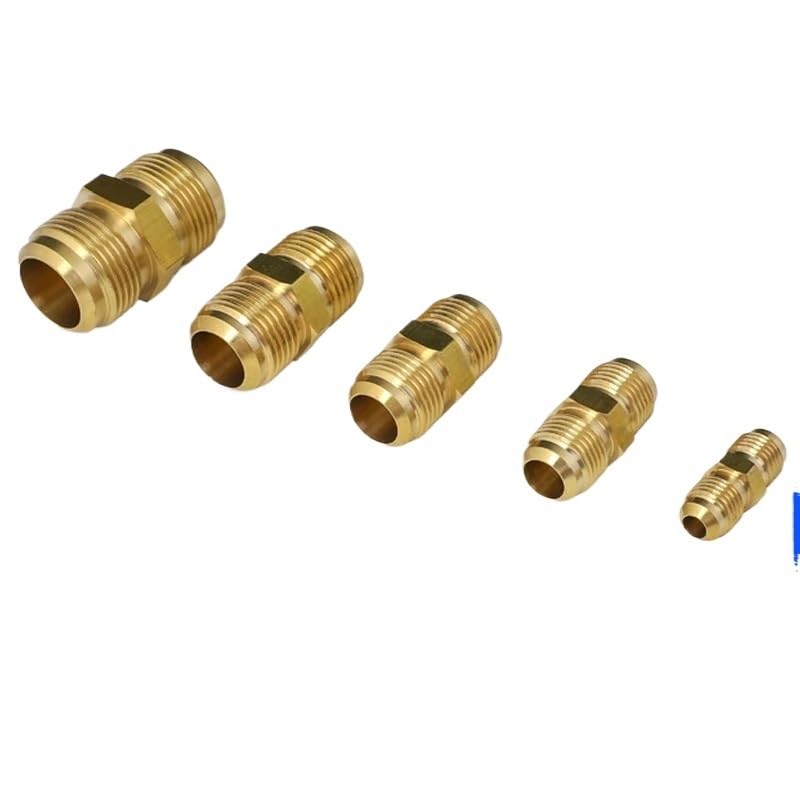 Equal Reducer Nipple Flare Tube OD 1/4" 5/16" 3/8" 1/2" 5/8" 3/4" 7/8" SAE-Standard Brass Pipe Fitting Connector Air Coniditoner(1l2 to 1l2 SAE)