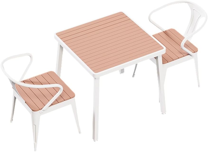 LITFAD Coffee Table Set Rustic Patio Dining Set for 4, Manufactured Wood Top Bar Table Set Indoor&Outdoor Dining Table and Chairs for 4 for Cafe Courtyard Terrace, White, Desk with 4 Chairs