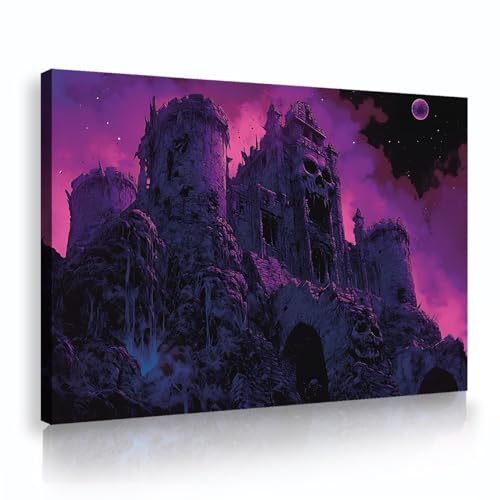 Póster de castillo vintage Academia oscura Arte de pared gótico victoriano Póster de cielo rojo oscuro Arte de pared Arte misterioso oscuro Impresiones de arte para el hogar 25x38cm Marco interior