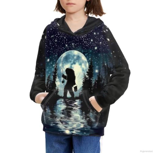 Image of WELLFLYHOM Boys Hooded Sweatshirts Hoodie Pullover Cool Graphic Crewneck Blouses Size 6-16