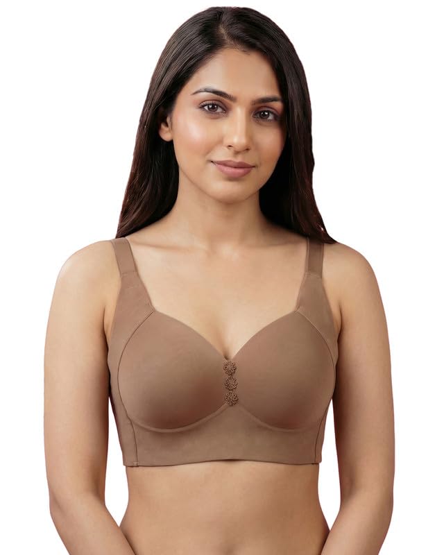invisi-soft Invisisoft Cotton Padded Plus-Size Minimiser Bonded Bra | M-Frame Minimiser | Lightly Padded | Full Coverage | Wire-Free | Elastic Free Bottom Band and Side Wings | Pack of 1 |-picture-54