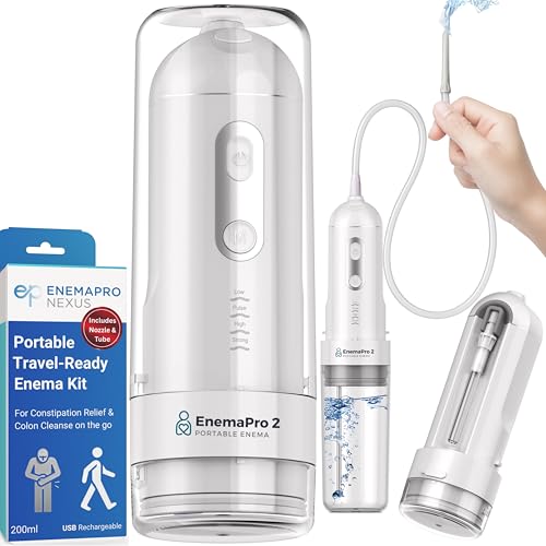 Image of ENEMAPRO-Electric Enema & Douche Kit for Constipation Relief & Colon Cleanse | 200mL USB-C Rechargeable | Soft Silicone Nozzle | Use Standing or Sitting | Travel-Ready for Men, Women & Elderly