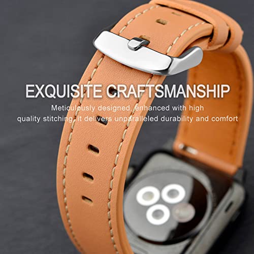 Image of ANNEFIT 22mm Watch Band, Quick Release Genuine Leather Replacement Strap (Apricot)